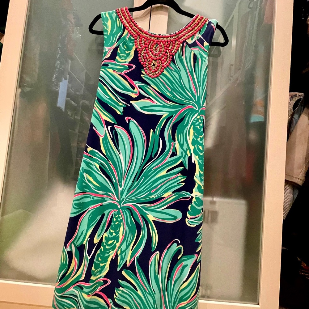 Lilly Pulitzer Beaded Shift Cocktail Dress Floral